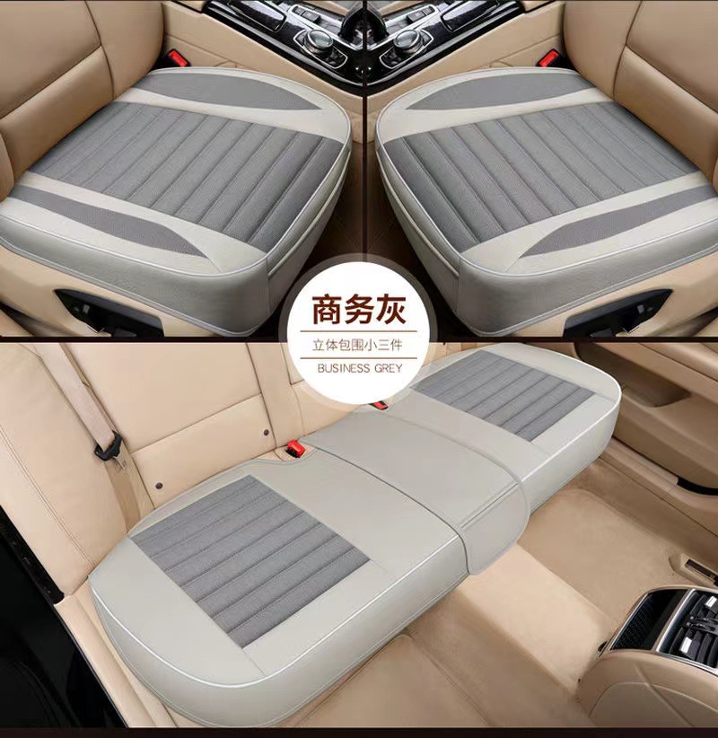 Main and co-pilot spring and summer seat cover single piece single linen without backrest three-piece set four seasons universal car seat cushion