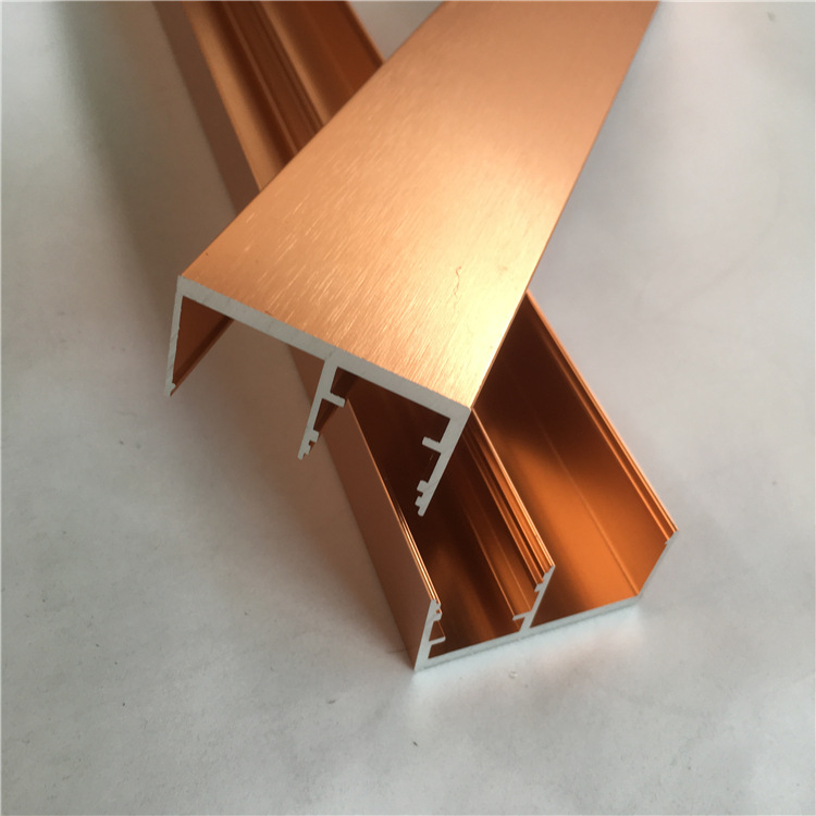 山字槽铝型材 异形铝材数控CNC表面拉丝氧化电泳玫瑰金
