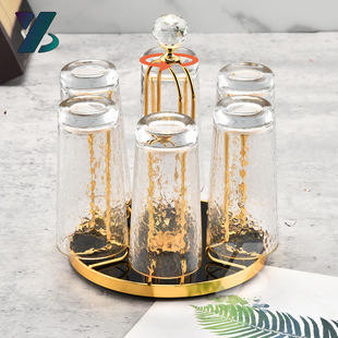Yibao Iron Rotatable Round Cup Holder Home Simple Creative Golden Elk Crystal Ball Hanging Drain Storage