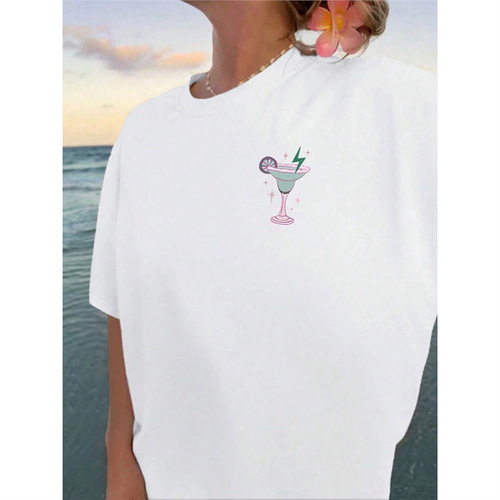 -EZwearSHEIN, Women's Round Neck Simple Short Sleeve T-Shirt