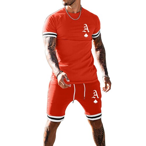 Men's sportswear set, men's fitness set for internal sale, men's summer short-sleeved shorts set