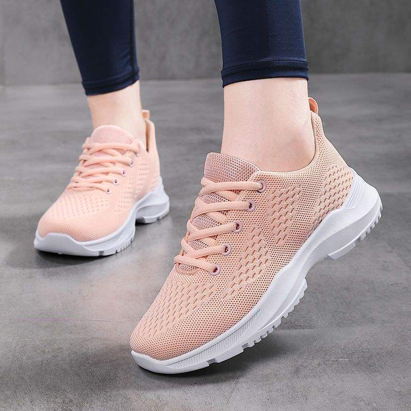 Brand Sports Shoes for Women 2025 Spring New Breathable Fly-Knit Casual Soft-Soled Shock-Absorbing Lightweight Mesh Running Shoes for Women