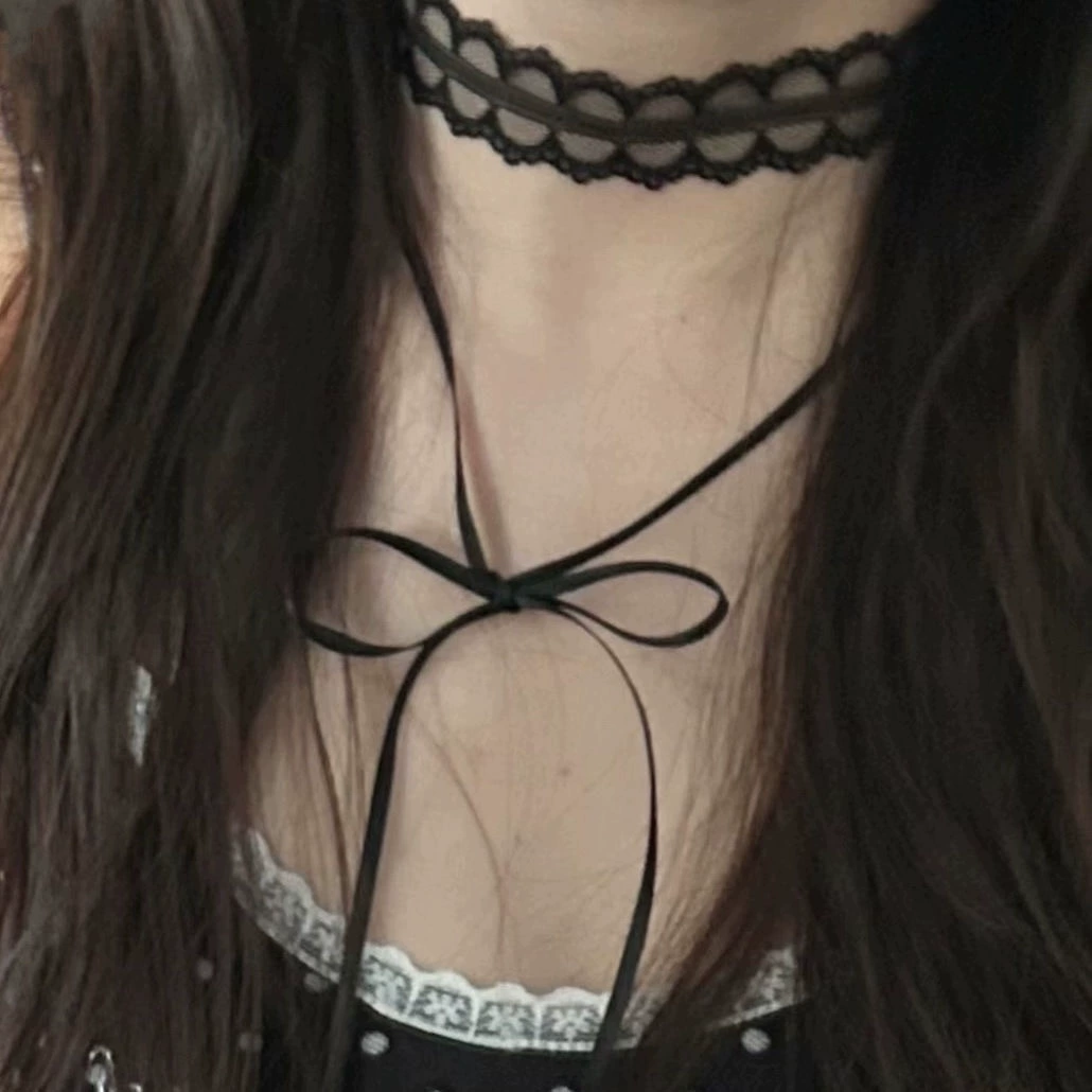 Бант ретро ожерелье темно-темная девушка с полым кружевным тканем choker двухслойный дикий ошейник дизайн украшения