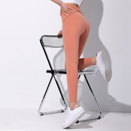 Tight running yoga pants high waist peach hip lift elastic cross fitness pants women's sports outdoor new style