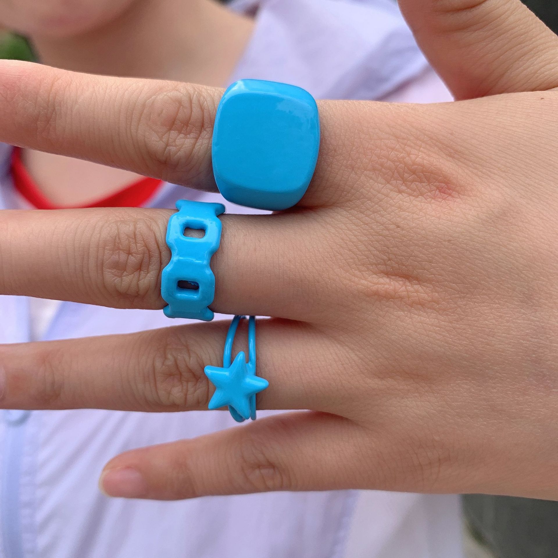 fashion geometric alloy spray paint ring setpicture20