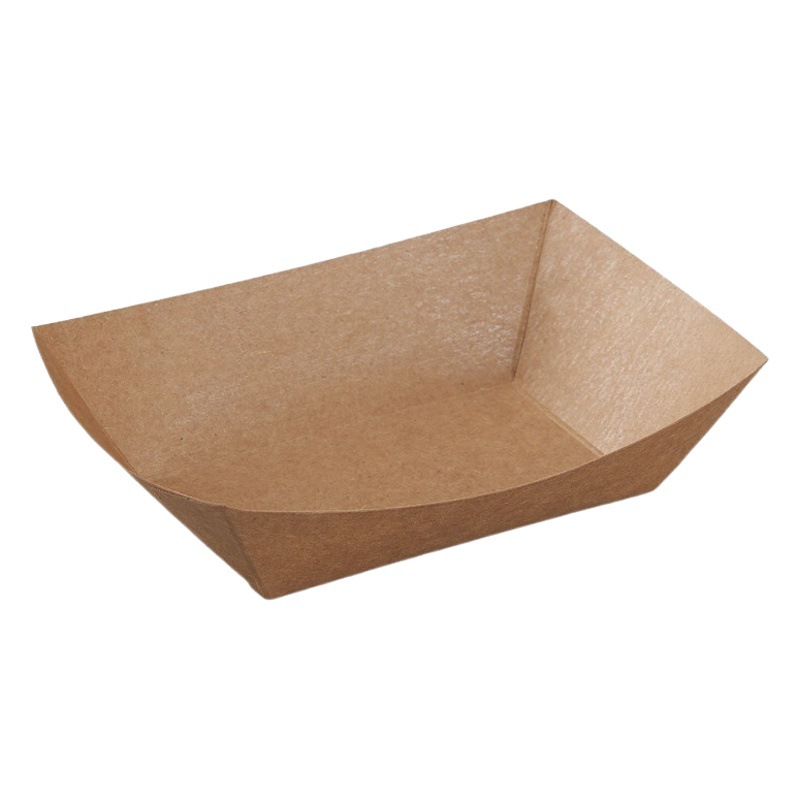 Tazón de barco de papel desechable Papel kraft Paquete en forma de barco Fiambrera Pulpo Bolas Plato de embalaje Barbacoa Caja de pollo frito al por mayor