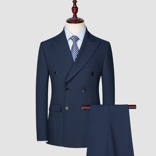 2025 New Suit Suit Black Double-Breasted Suit Suit Business Casual Fashion Wedding Dress Manufacturer Batch
