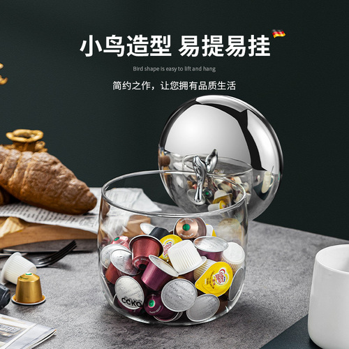 CCKO glass storage jar non-sealed jar kitchen food storage jar household candy snack round storage jar