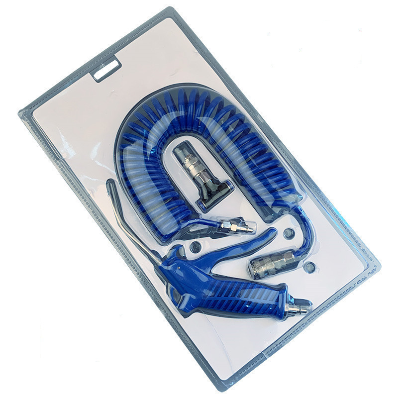 跨境外贸吹尘枪套装5米气动组合吹尘枪带PU弹簧管气管TPU螺旋气管