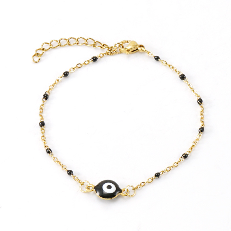 Simple Style Round Devil's Eye Stainless Steel Bracelets Enamel Plating Stainless Steel Bracelets display picture 1