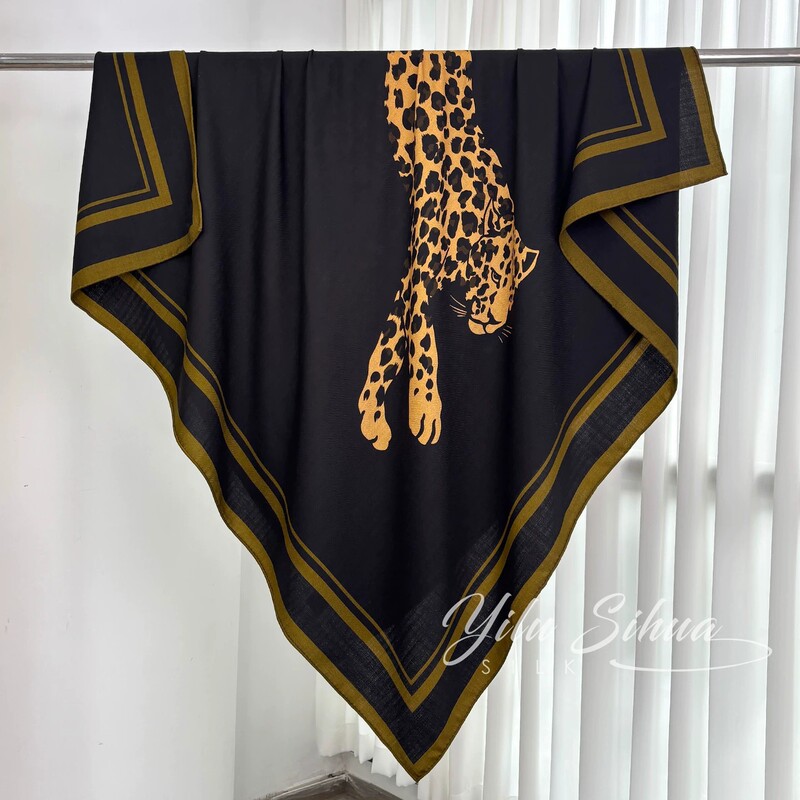 【Feibao】Fashionable Urban Silk Scarf 2026 Autumn/Winter Elegant Real Silk Wool Scarf Four-Season Shawl 128cm