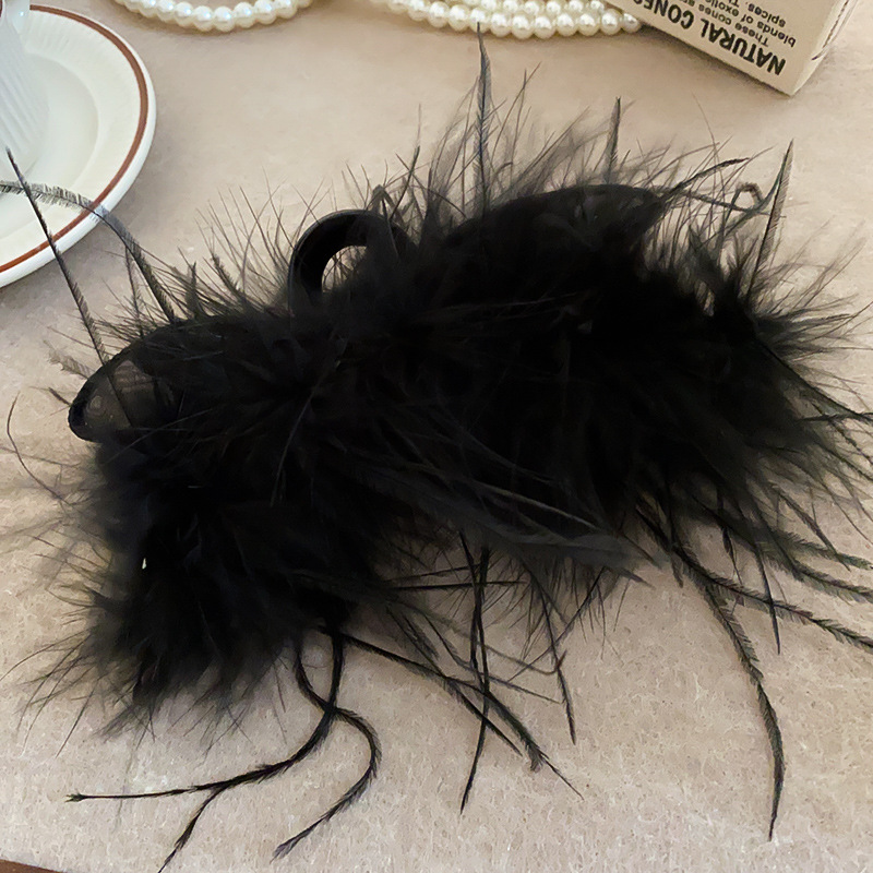 Clip de oreja de conejo de malla de plumas de doble cara otoño e invierno nuevo clip de tiburón de pelo de disco grande de moda accesorios para el cabello de todo fósforo