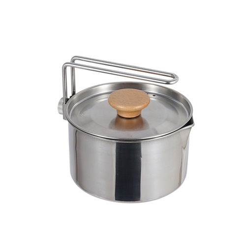Outdoor multifunctional 304 stainless steel kettle mountaineering portable coffee pot foldable fishing camping pot teapot