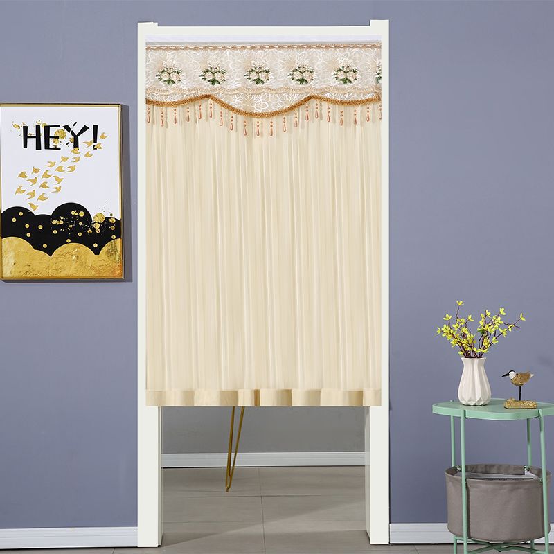 X5L New Punch-Free 1.5 High-End Gauze Curtain Bedroom Partition Anti-Light Leakage Lace Door Curtain Anti-Privacy Universal for All Seasons