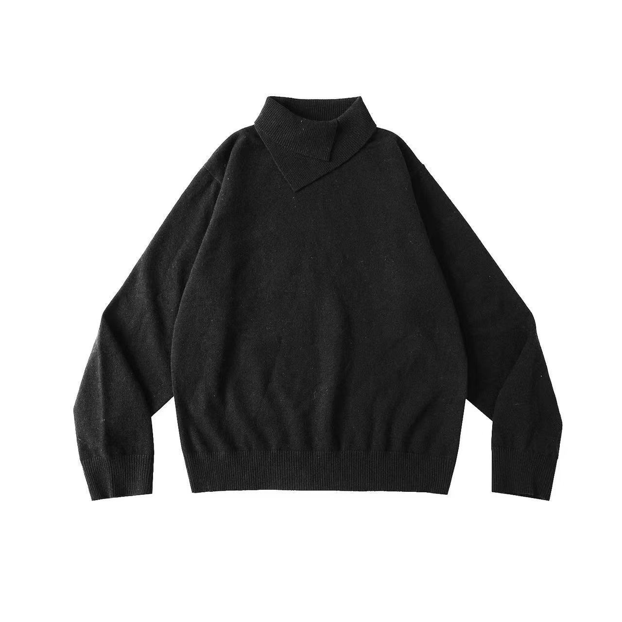 Explosiones transfronterizas de tamaño europeo de tamaño grande forma de doble cuello de jersey de punto suéter hombre perezoso otoño invierno fábrica al por mayor