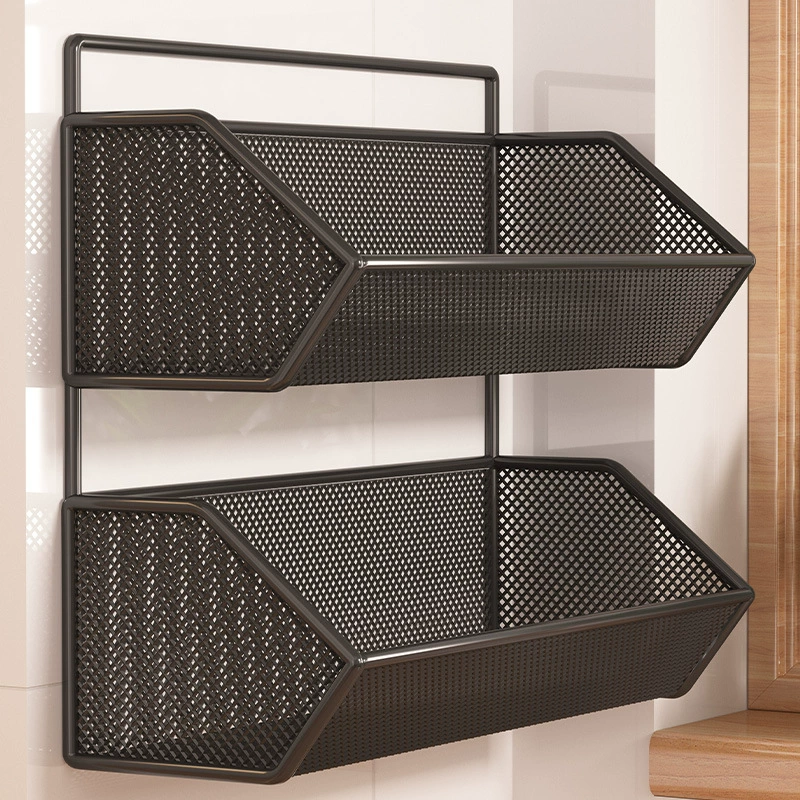 Настенная полка Кухонная корзина для хранения имбиря и чеснока Настенная корзина без гвоздей Многофункциональная стойка для слива овощей и приправ Артефакт