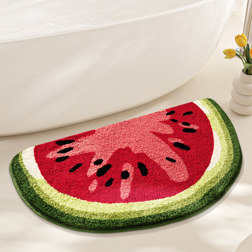 Japanese and Korean minimalist fruit bathroom mat, half-round absorbent rug, toilet anti-slip mat, door foot mat