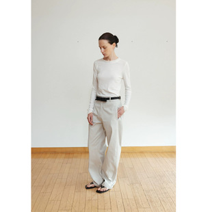 Now 2025 Autum New Korean Designer Mon*Ha Simple Slim Lace Ruffle Collar Long-Sleeved T-Shirt