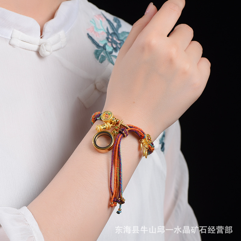 Mano tejida estilo Xizango mano cuerda zachilam mano cuerda verde madre cinco maestro thangka pulsera Xizanga mano cuerda regalo femenino