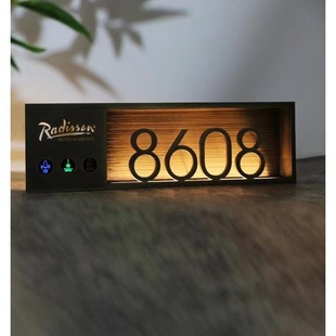 Hotel Door Sign Stainless Steel Table Number Plate Hotel Door Display Doorbell Cleaning Do Not Disturb Simple Luminous Digital Door Sign