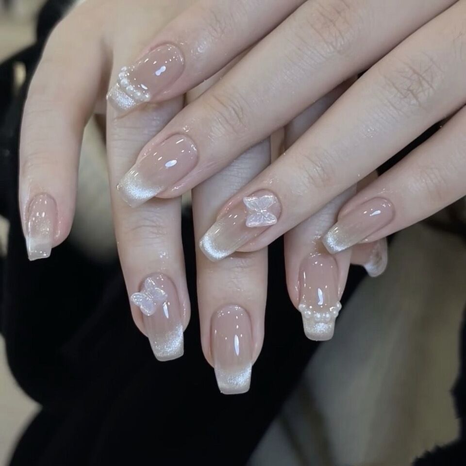 10 piezas de manuales puros de uso de uñas de ojo de gato parche de uñas de uñas de mariposa hecha a mano largo al por mayor
