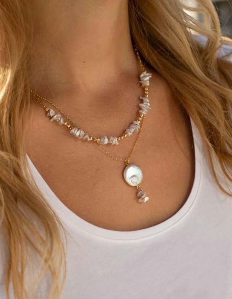 28g Weight Earrings, Necklace Classification 2 PCS/Package Quantity Holiday, Daily Occasion Freshwater Pearl, Titanium Steel Material Geometric Pattern Women's Gender Beaded Design Simple Style Style 2 PCS/Package Freshwater Pearl Titanium Steel Freshwater Pearl Jewelry Sets 1