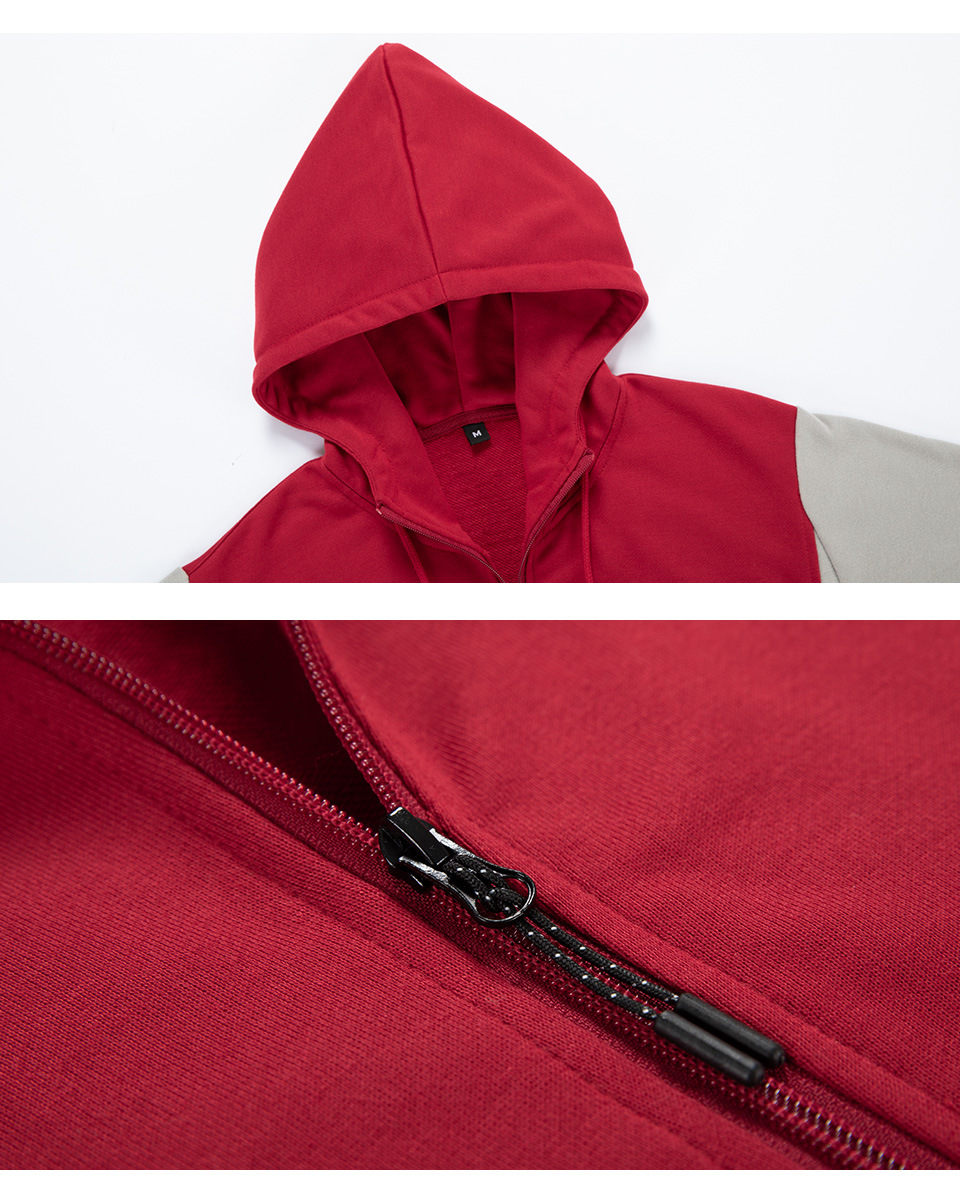 Men's Clothing Long Sleeved Hooded Contrast Color Sports Two Piece Suit_voghion.com