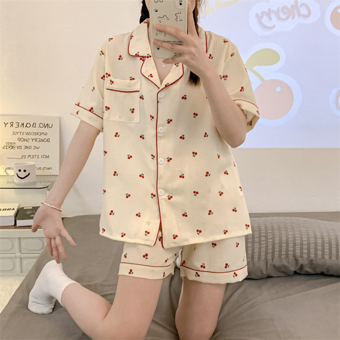 Pijamas femeninos 2025 de encaje estilo coreano manga larga