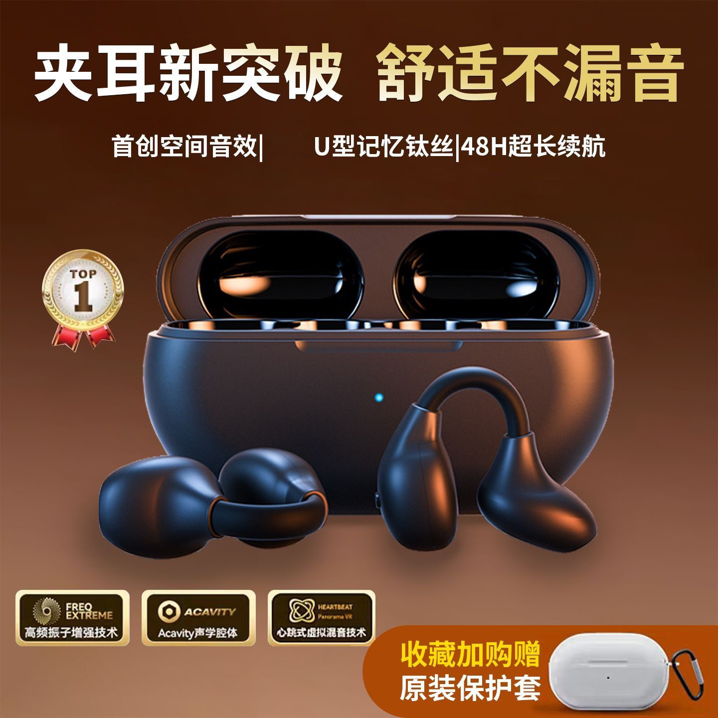 Bluetooth Earphones, Clip-On Wireless Sports Headphones, Long Battery Life, Bone Conduction, Non-In-Ear, Clip-On, Cross-Border 2026