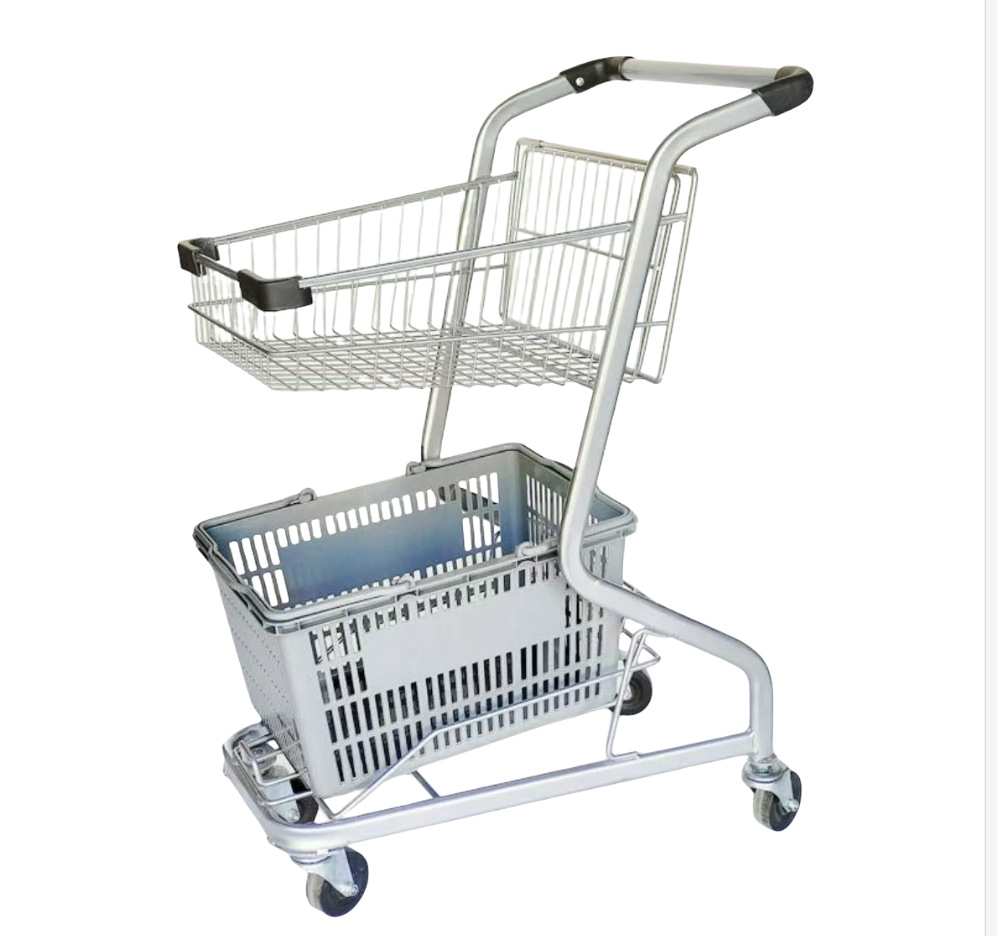Carrito de compras de supermercado de doble capa, carrito de bar, carrito KTV, carrito rosa, máquina de muñecas.
