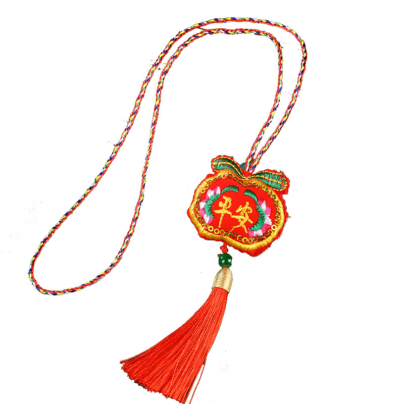 2025 nuevo festival del dragón colorido cuello de cuerda collar llamado cuerno bordado bolsas de mangas zongzi collar de cuello para niños