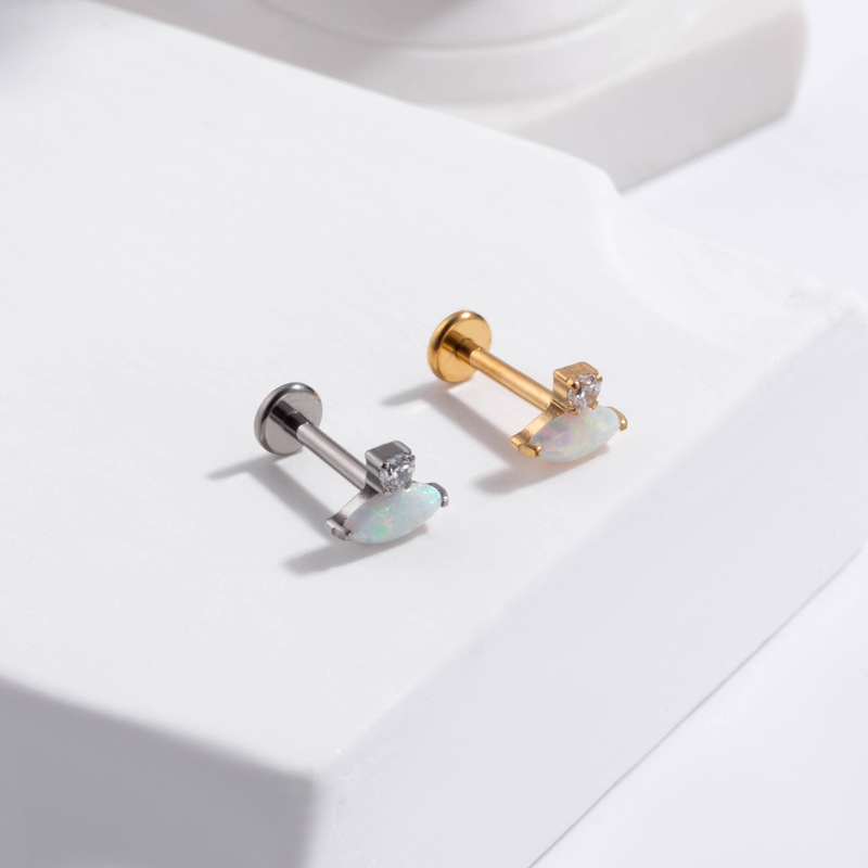 Daily Occasion Pure Titanium Material 1 Piece Ear Cartilage Rings & Studs Classic Style Flower Pure Titanium Inlay Zircon