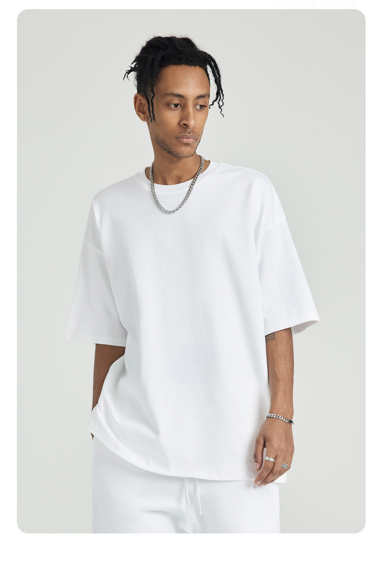 287g Weight Short Sleeve Sleeve Length Pullovers Placket Type Drop Sleeve Sleeve Type Cotton Fabric Type Long Top Length T-shirt Tops Type Daily Occasion Round Neck Neckline Breathable Function Loose Fit Type Solid Color Pattern Summer Season Men's Gender Casual Style Wholesale Men's Casual Solid Color Short Sleeve Men's Tops 6