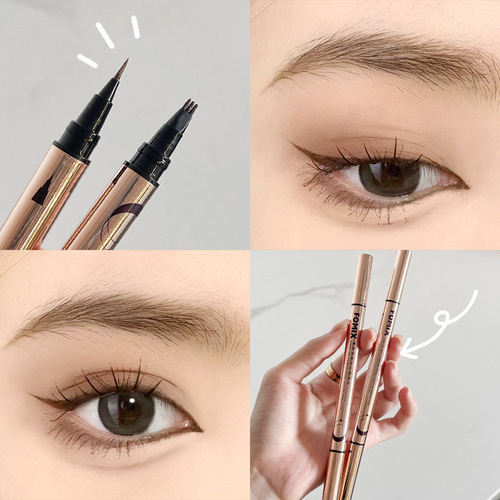 FOMIX double-ended eyeliner eyebrow pencil, quick-drying and not easy to smudge, three-claw water eyebrow pencil, liquid eyeliner pen, makeup cosmetics