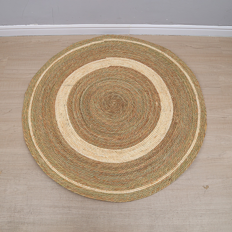 Estera de tejido simple sala de estar dormitorio estera antideslizante estera de estera redonda estera de estera de cama retro estera de estera al por mayor