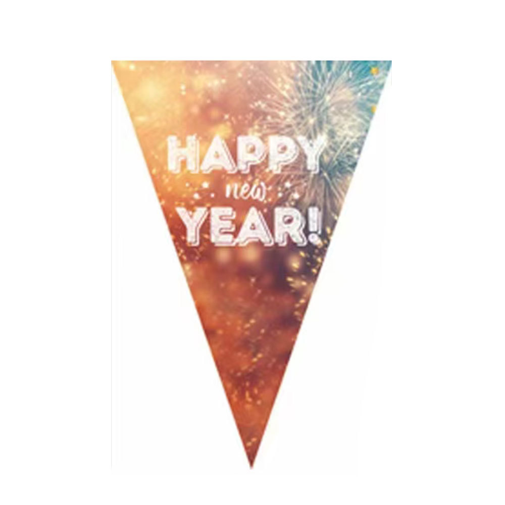 Feliz Año Nuevo Bandera Triangular Celebrando el Festival de Primavera Bandera Fiesta de Actividad Escena Decoración Disposición de Bandera de cadena