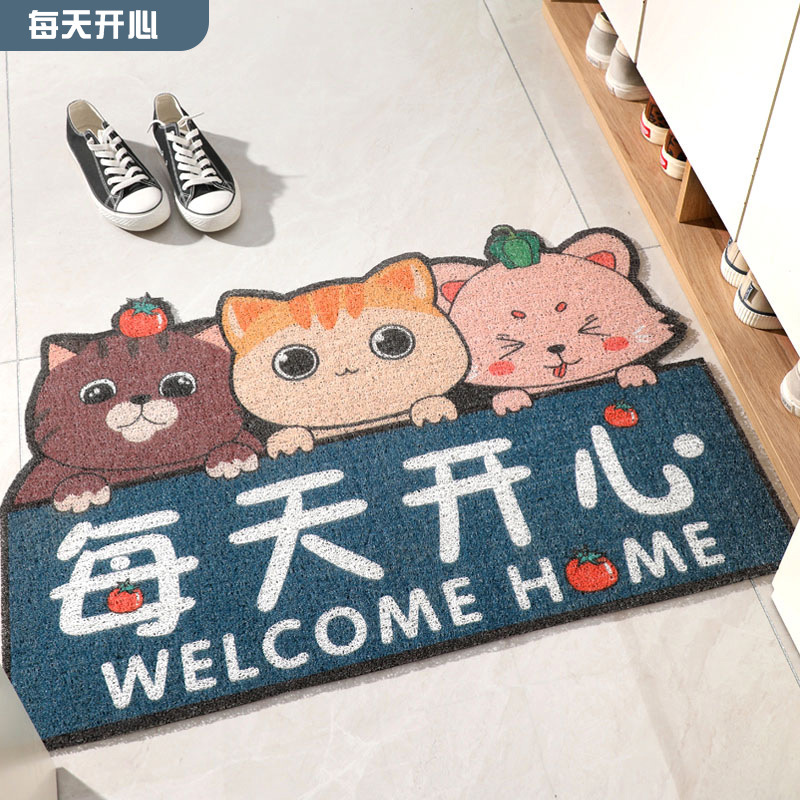Cartoon Entrance Floor Mat Household Entrance Door Mat Silk Ring Soil Rubbing Foot Mat Internet Popular Entrance Dirt Resistant Carpet