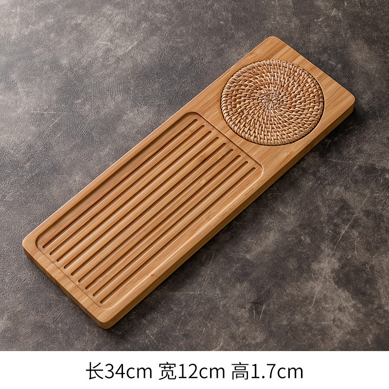 Bandeja Rectangular de Té de Bambú de Madera