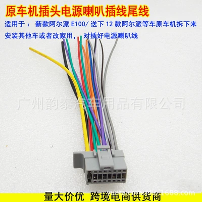 Suitable for Panasonic CD player tail line 12 alpai 110C plug 100E car audio modification line power cord (Other Car Video)