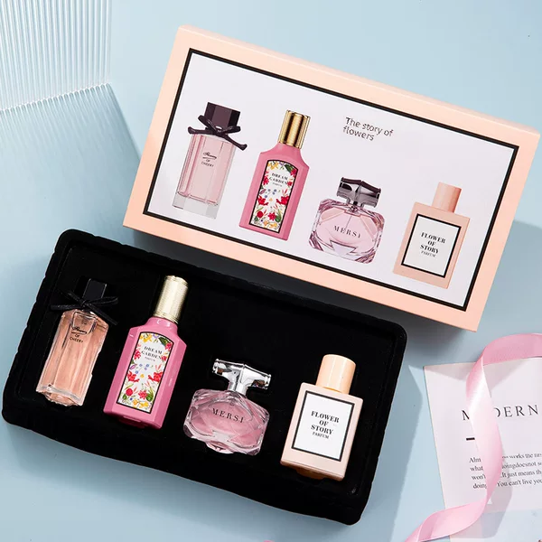 Flower Story Perfume Women's Four-Piece Gift Set Perfume Fresh and Long-Lasting Fragrance Vietnam Live Streaming Dropshipping