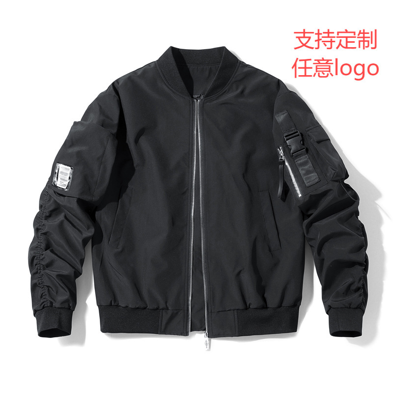 Amazon Outdoor Autumn European Size Men's Soft Shell Jacket Stand Collar Sports Baseball Uniform Air Force Flight Jacket Cross-Border