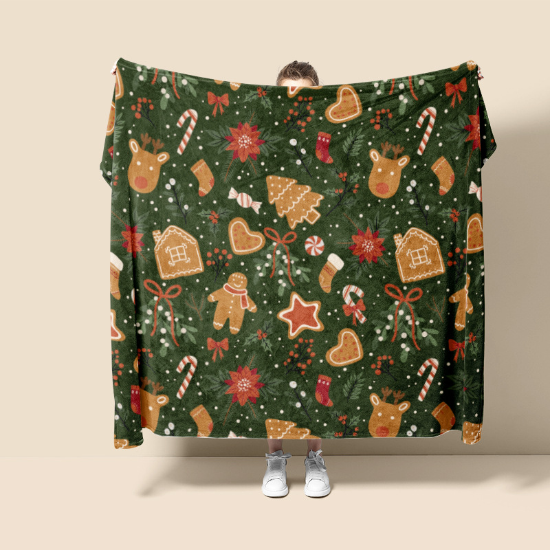 Navidad europea impresión digital franela mantas sofá suave mantas cálidas grandes cómodas al por mayor