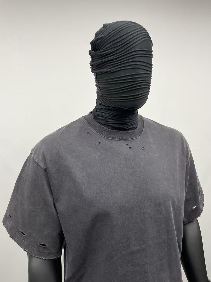 300G pesado americano desgastado cuello redondo caer hombro camiseta de manga corta marca de moda masculina oversize retro lavado con agua hacer viejos in