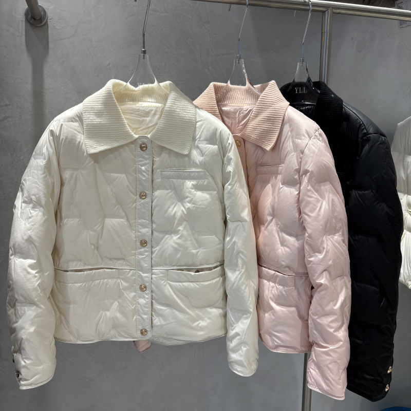 Tweed Style White Duck down Light down Jacket Women's Short 2025 Autumn and Winter New Korean Style Fashionable Jacket