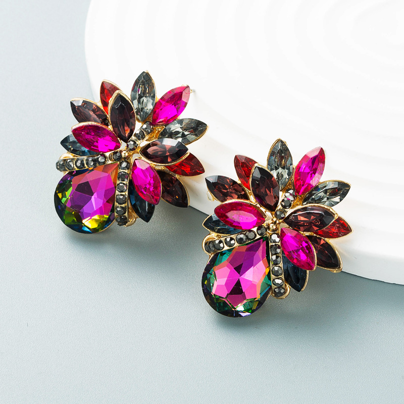 Artificial Gemstones Inlay Material Fashion Water Droplets Diamond Alloy Artificial Gemstones Earrings