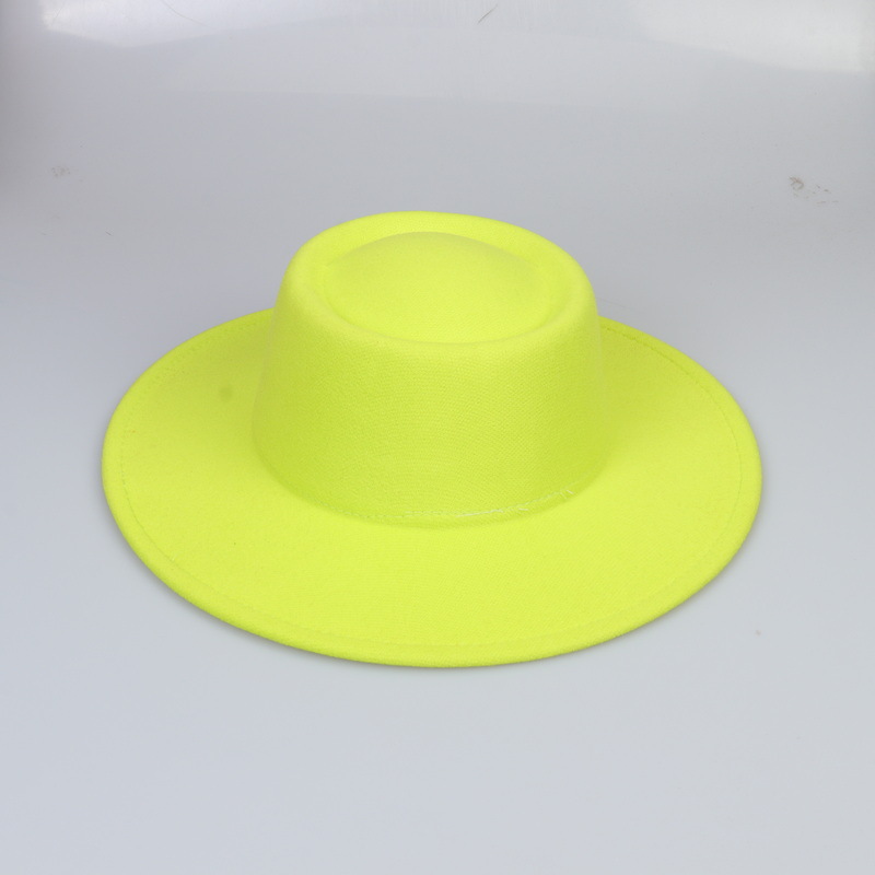 Europeo y americano nuevo estilo groove lana sombrero multi-color otoño e invierno retro luz tablero grande ala sombrero superior sombrero estilo coreano fieltro sombrero moda