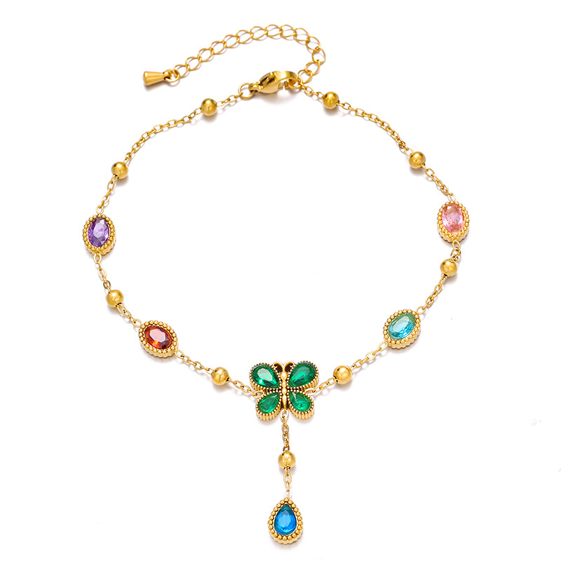 TENA Europa y América verano viento de playa afortunado diseño de cuatro hojas de zircón colorido ligero joyería de estilo de vacaciones de lujo mujer