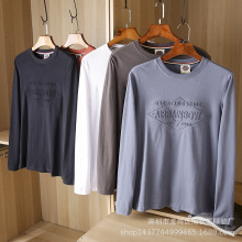 赶集农村摆地摊2025秋天宽松大码休闲长袖T恤男装上衣打底衫肥佬