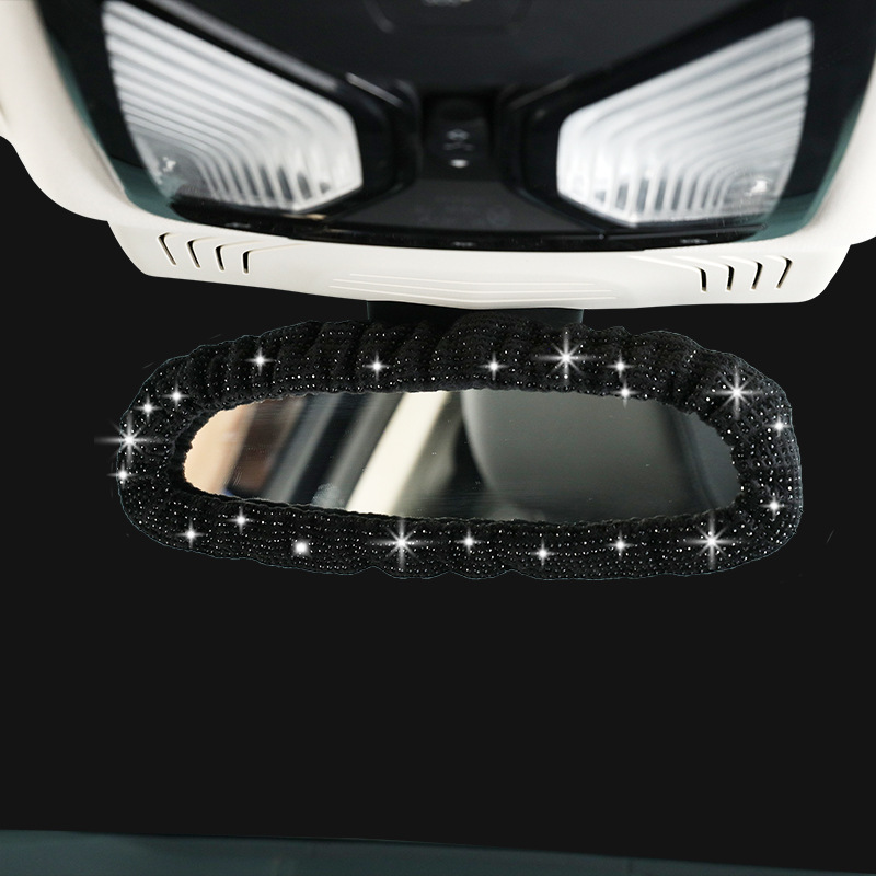 Suministro transfronterizo de diamantes de imitación completo diamante coche retrovisor espejo cubierta diamante-incrustado coche de moda interior espejo retrovisor cubierta interior