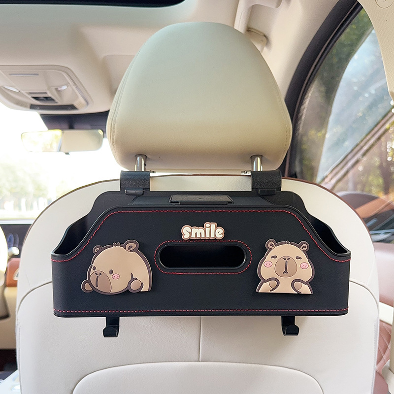 Seat Back Hook Rack, Qìchē Car storage bag/box - black-capybara-multi-function-seat-back-storage-box